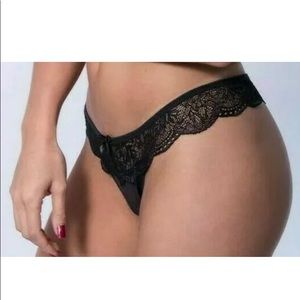 NWT Brazilian Style  Lace Dental Floss Sexy Hot 🔥Style Thong Black L